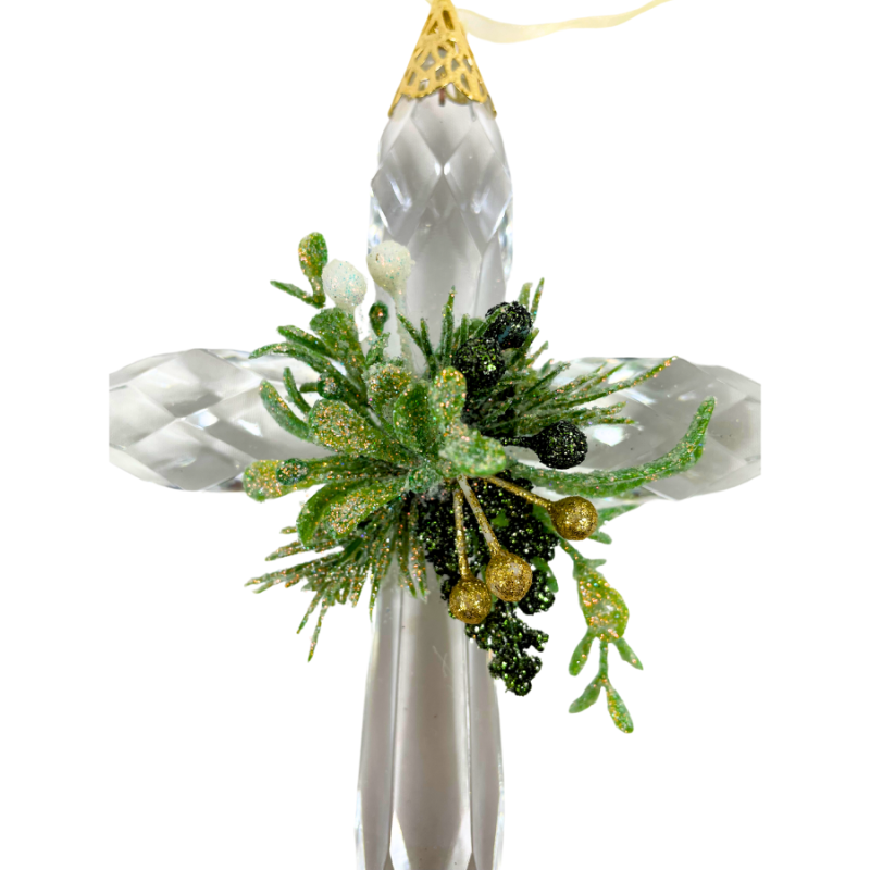 7" Mistletoe Cross Ornament