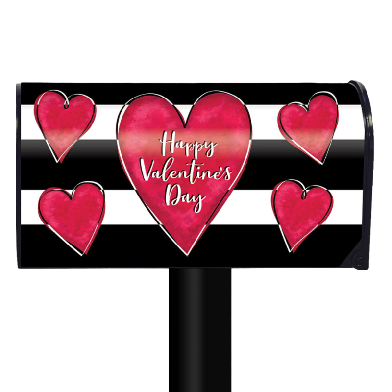 Striped Heart Mailbox Cover