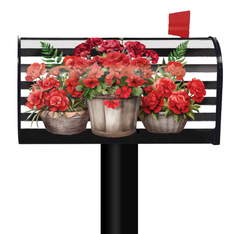 Striped Geraniums Mailbox Cover