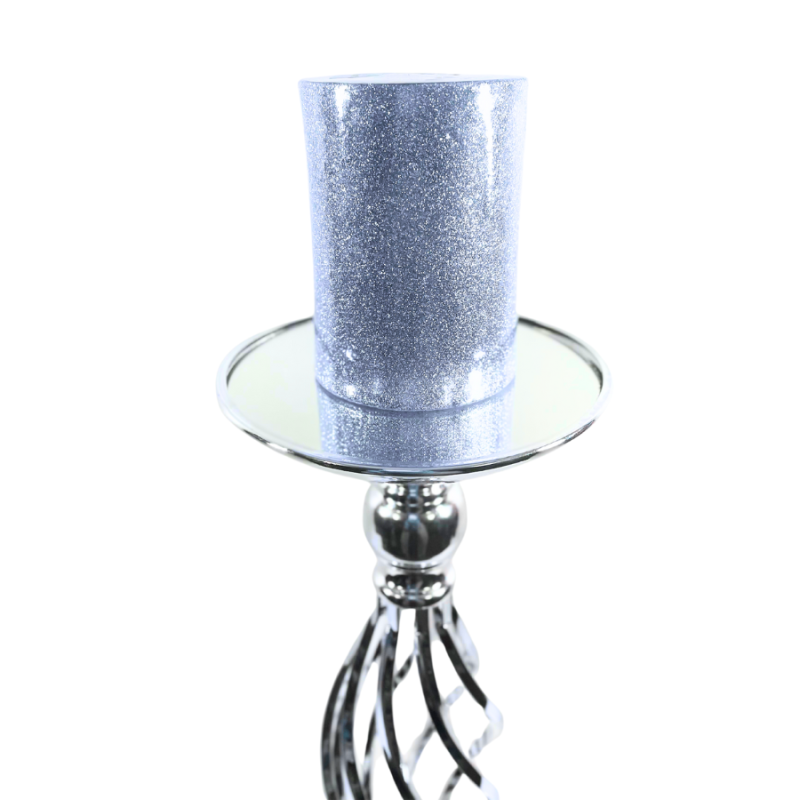 18" Silver Reversible Pillar Candle Holder