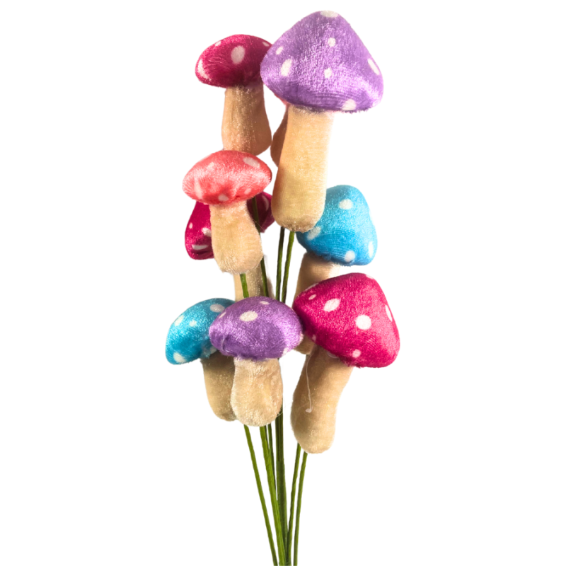 17" Blue, Pink & Purple Mushroom Pick