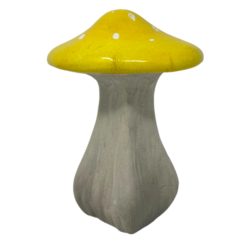 9.5" Glazed Outdoor Mushroom- Yellow