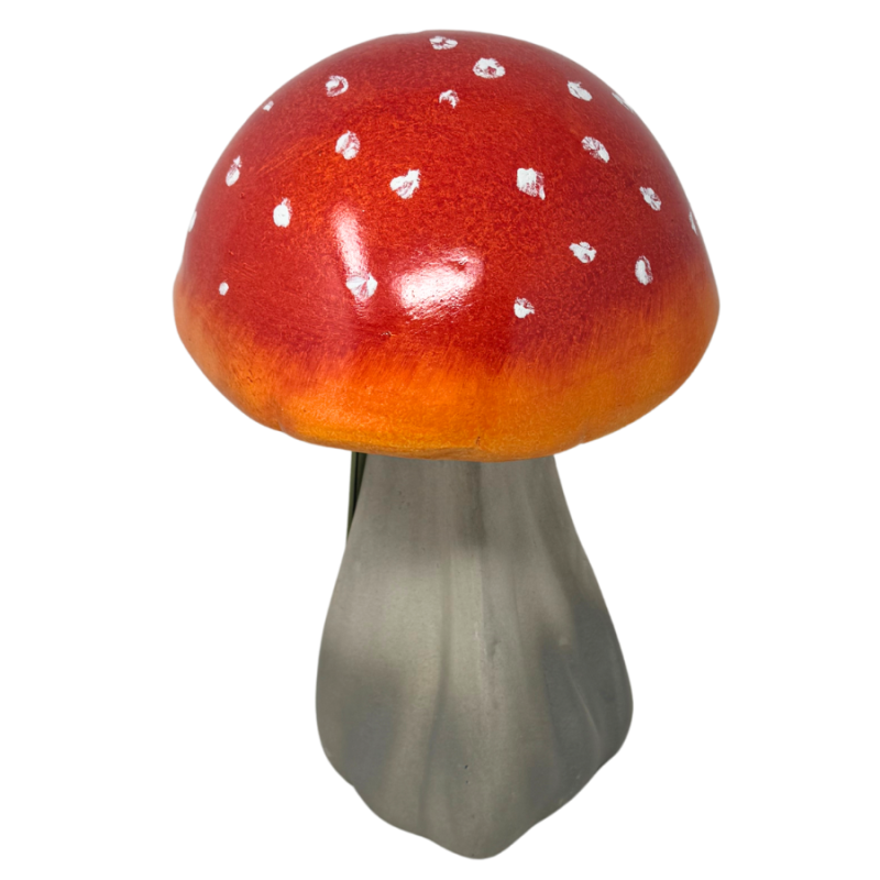 13" Glazed Outdoor Mushroom- Orange