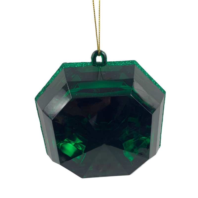 6" Green Acrylic Sqaure Precious Gem Ornament