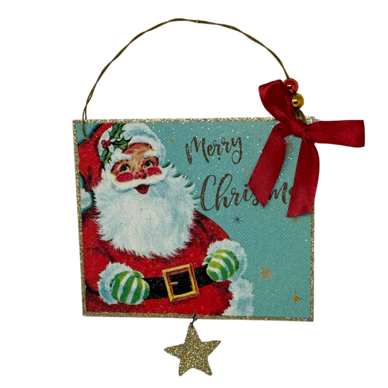 5" Glitter Merry Christmas Ornament Sign