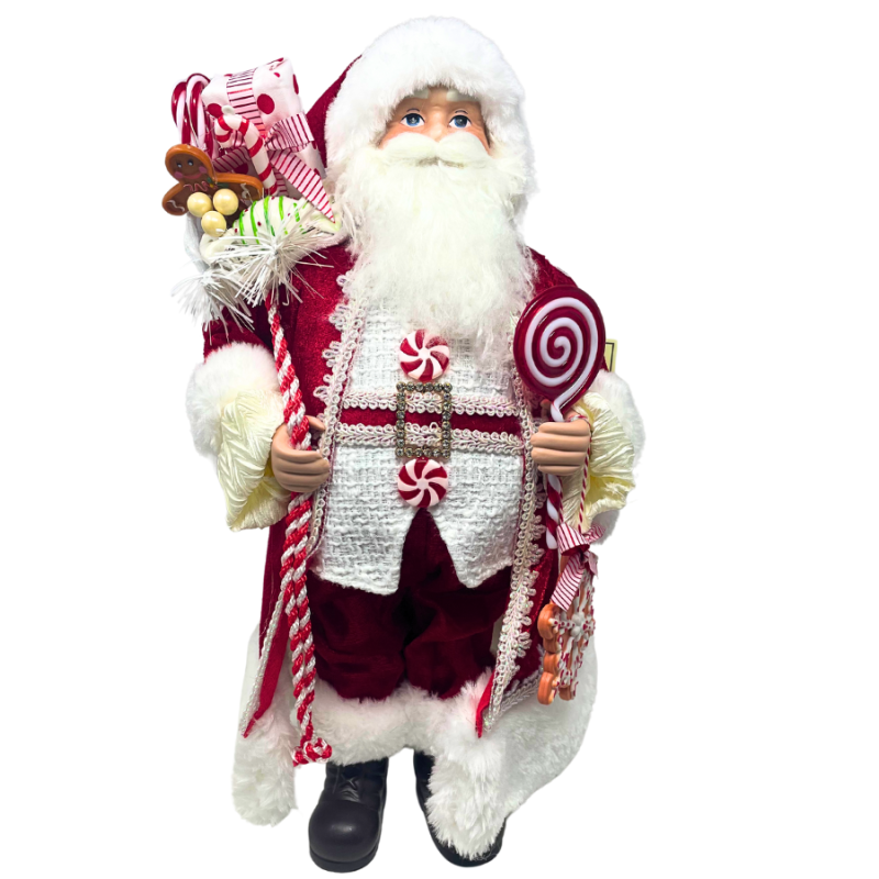 18" Fabric Holiday Sweets Santa