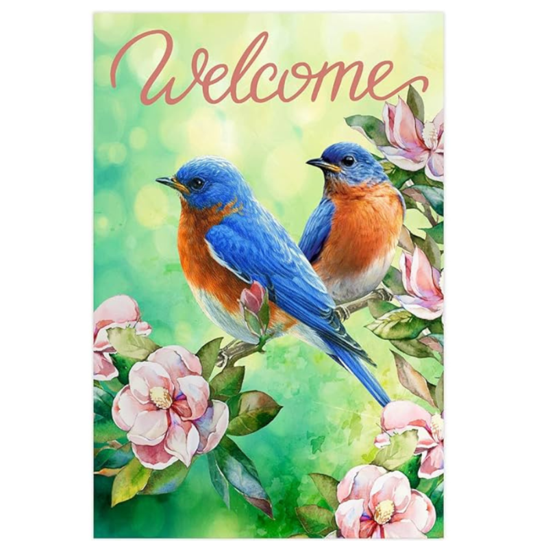 Blue Bird Welcome Garden Flag