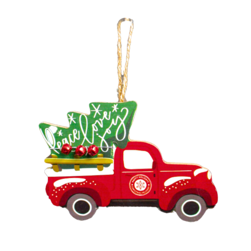 4.5" Red Truck w/ Jingle Bells Ornament