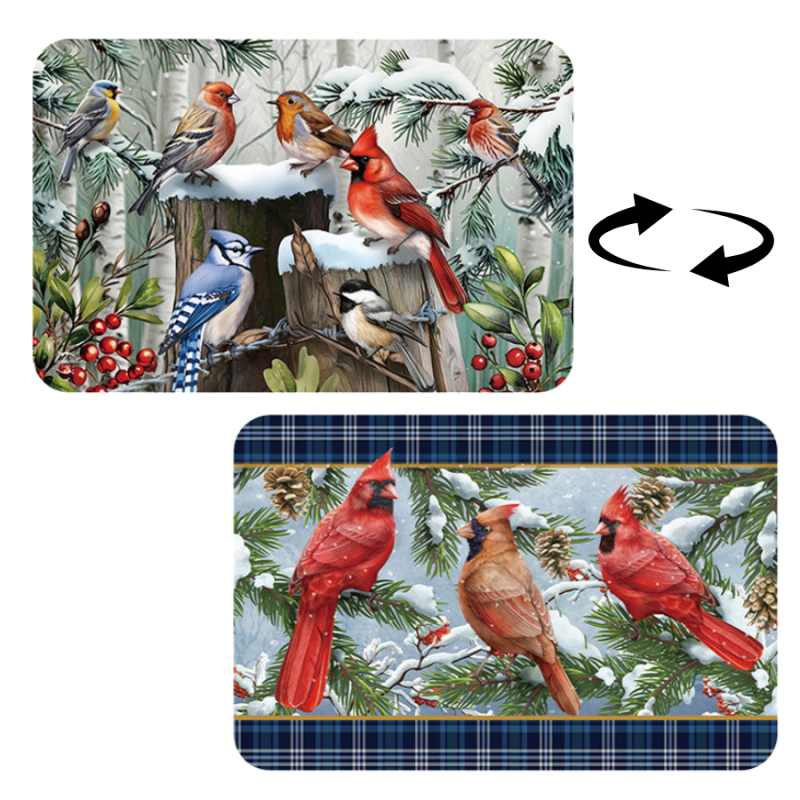 Winter Birds Reversible Placemats - 4 Pack