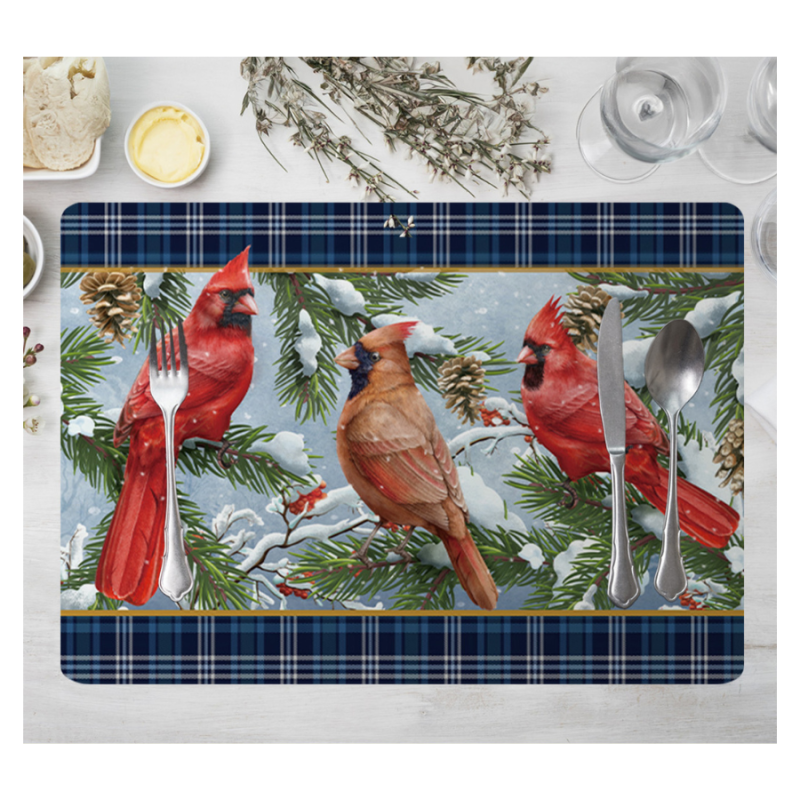 Winter Birds Reversible Placemats - 4 Pack