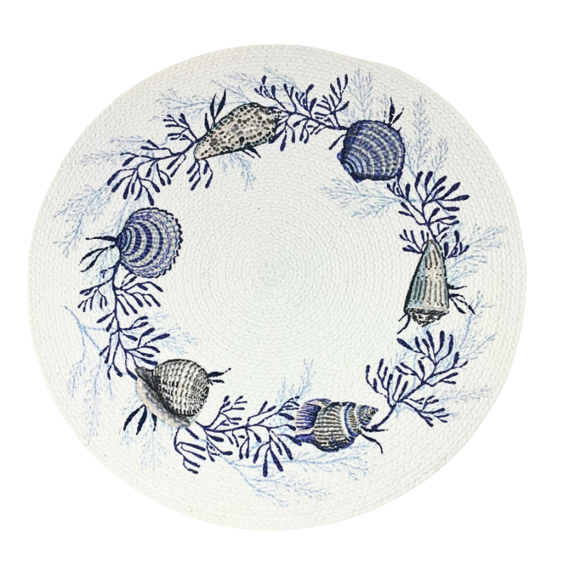 14" Blue Shell Coastal Braided Placemat