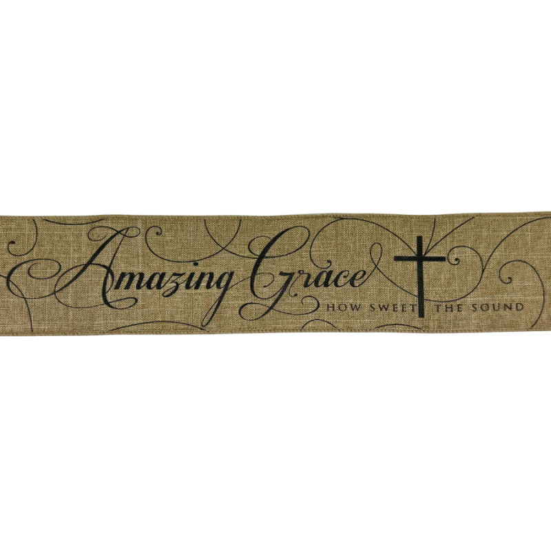 2.5" x10yd Amazing Grace Ribbon- Neutral