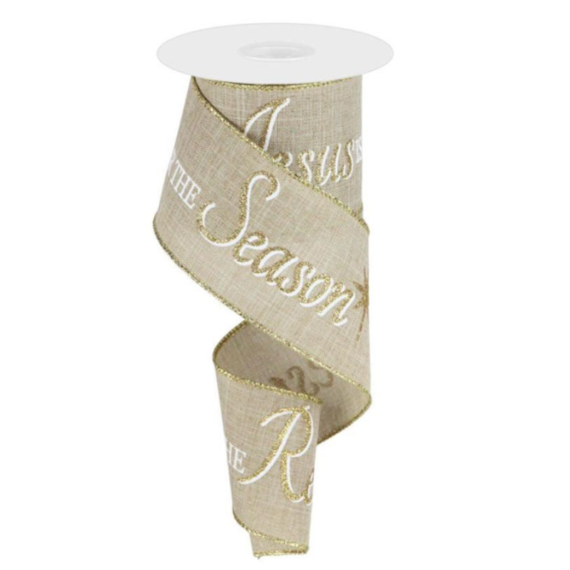 2.5" x 9.9yd Jesus Is The Reason on Tan Ribbon