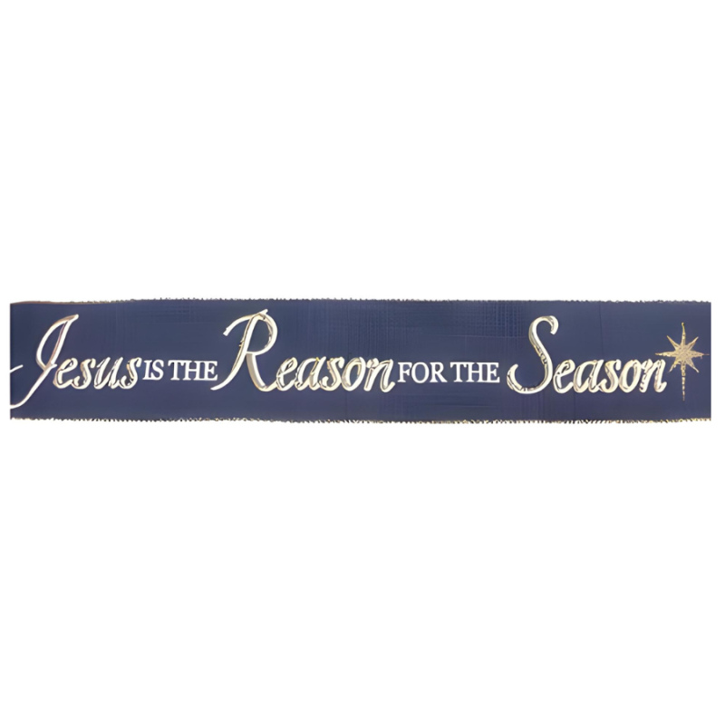 2.5" x 9.9yd Jesus Is The Reason on Navy Ribbon