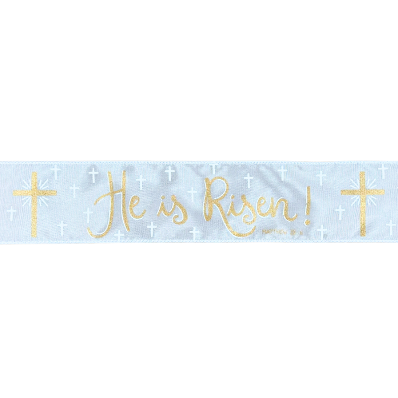 2.5" x10yd He is Risen Satin Ribbon