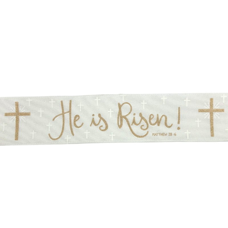 2.5" x10yd He Is Risen Cotton Ribbon