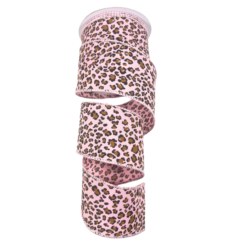 2.5" x 10yd Leopard Print on Pink Ribbon