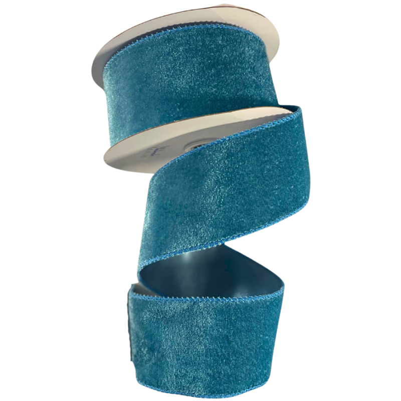 2.5" x 10yd Real Crushed Velvet Ribbon - Blue