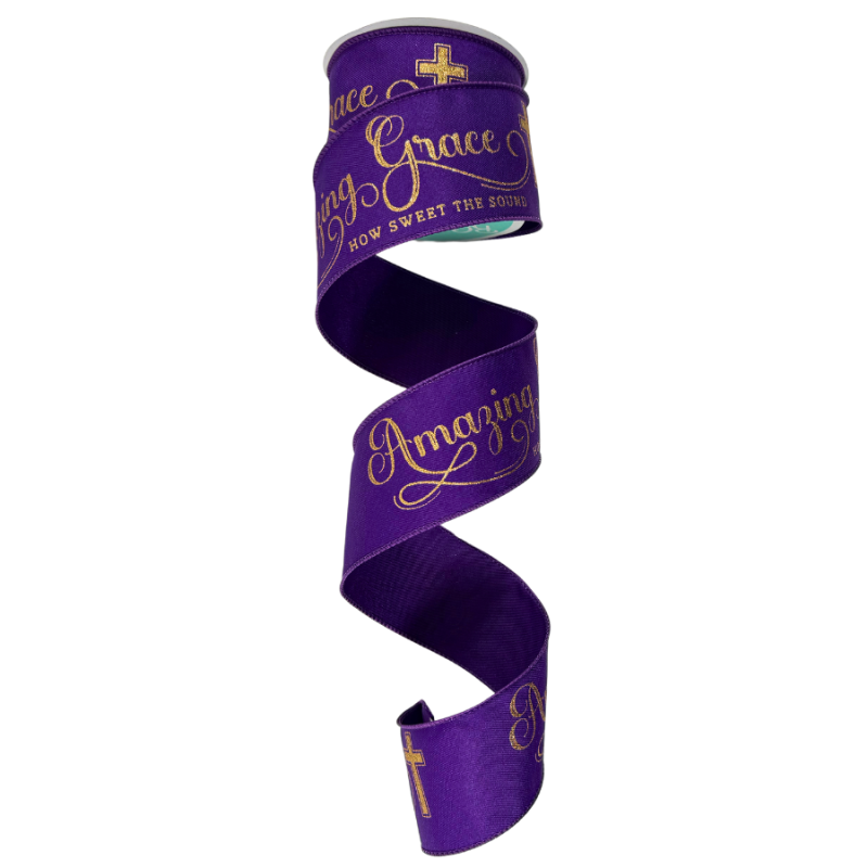 2.5" x10yd Amazing Grace Ribbon- Purple