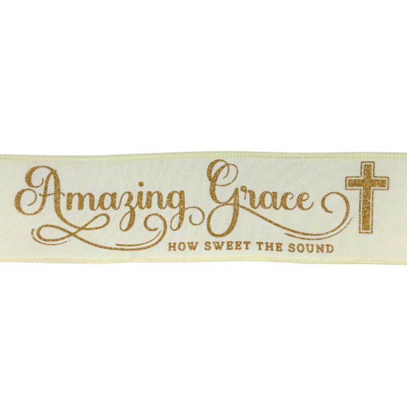 2.5" x10yd Amazing Grace Ribbon- Ivory