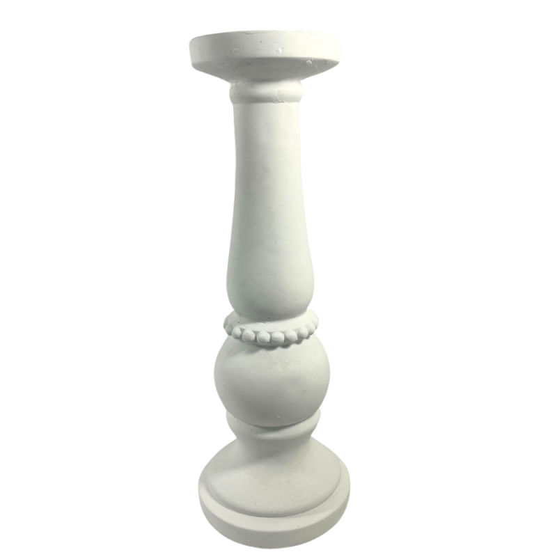 16" White Ceramic Pillar Candle Holder