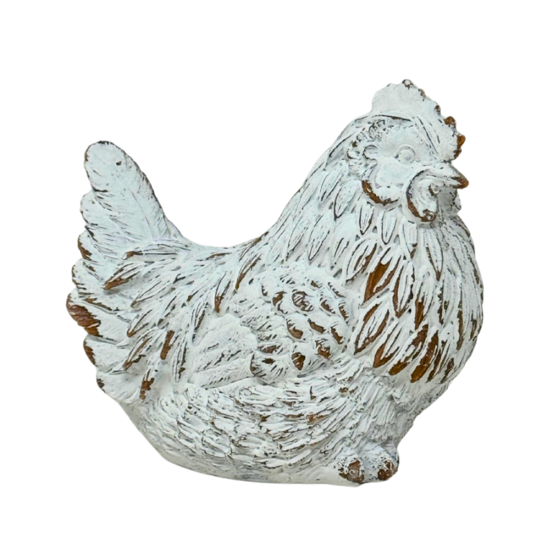 4" White Resin Hen