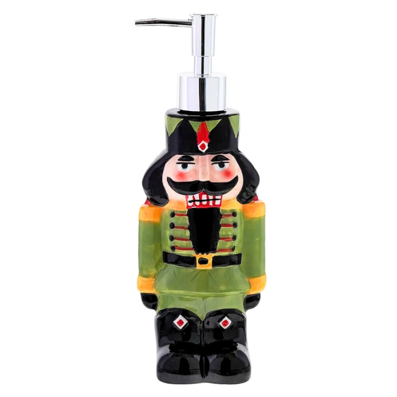 9.5" Green & Yellow Nutcracker Soap Dispenser