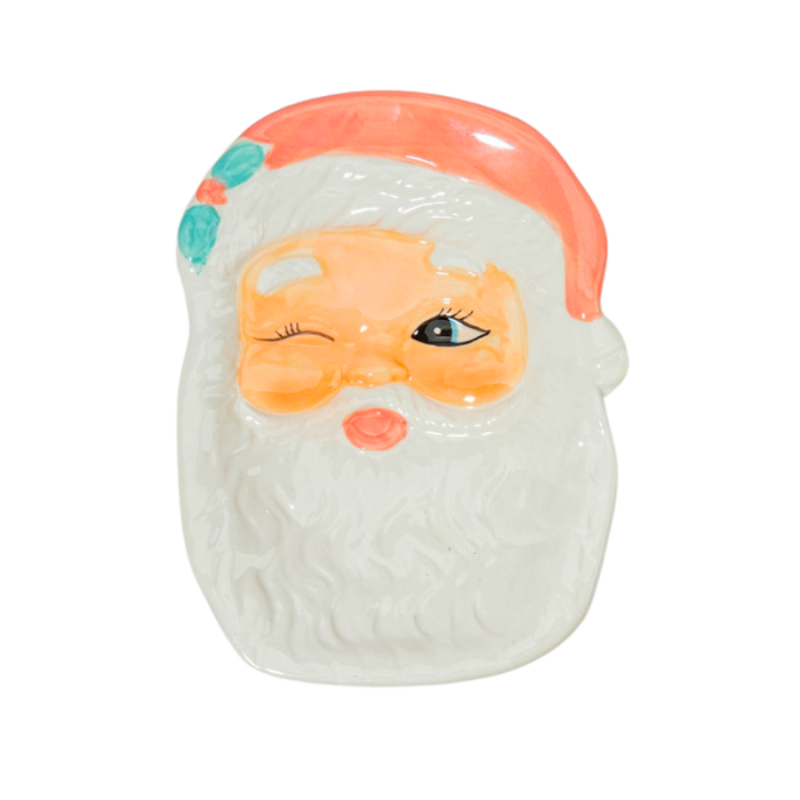 6.5" Pink Santa Claus Retro Spoon Rest