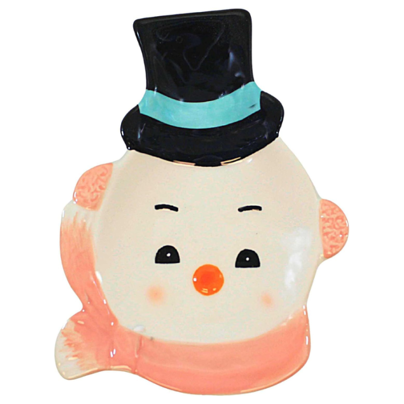 7" Pink Snowman Retro Spoon Rest