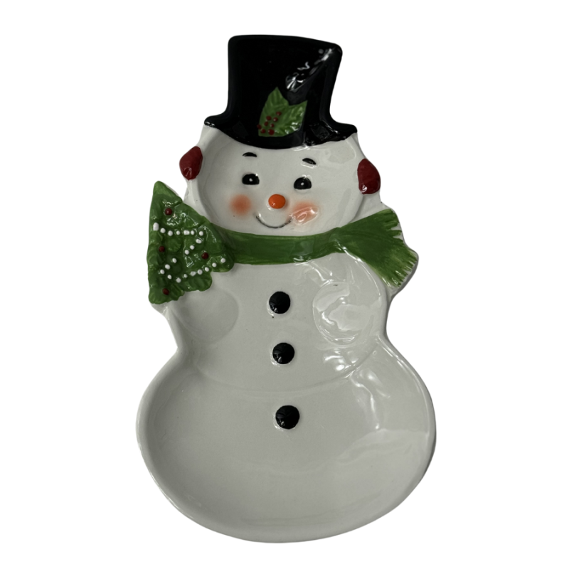 8" Christmas Tidbit Plate- Snowman