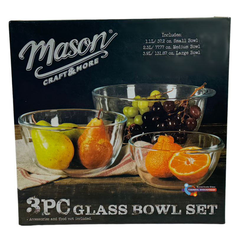 3pc Glass Bowl Set