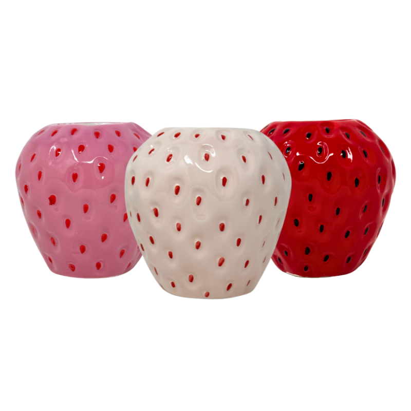 4.5" Ceramic Strawberry Vase-Set of 3