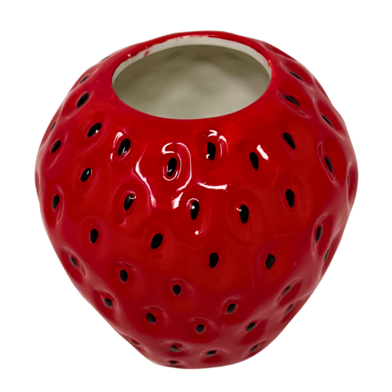 4.5" Ceramic Strawberry Vase-Red