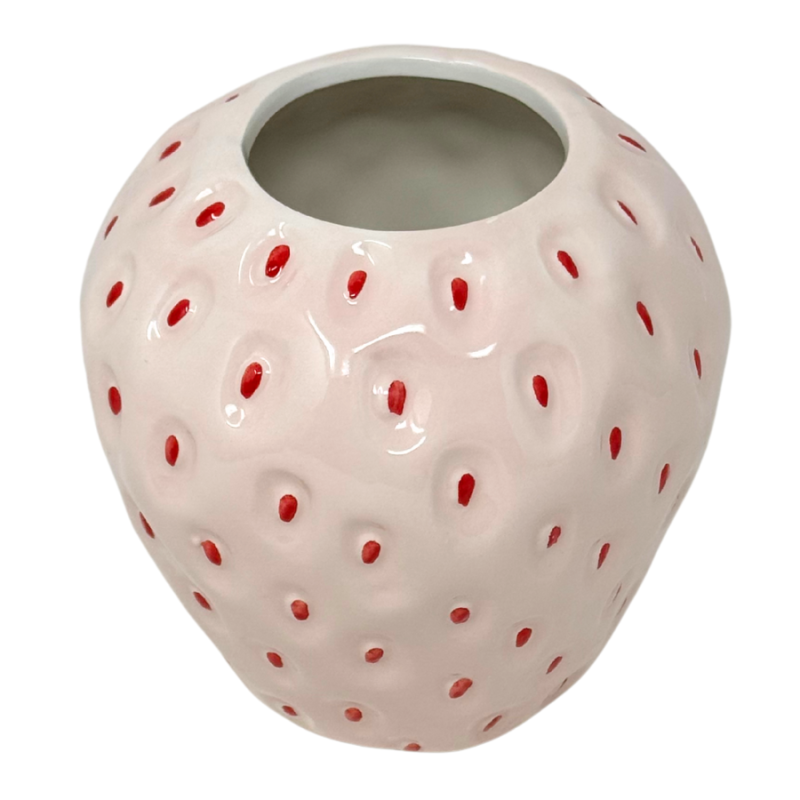 4.5" Ceramic Strawberry Vase-White