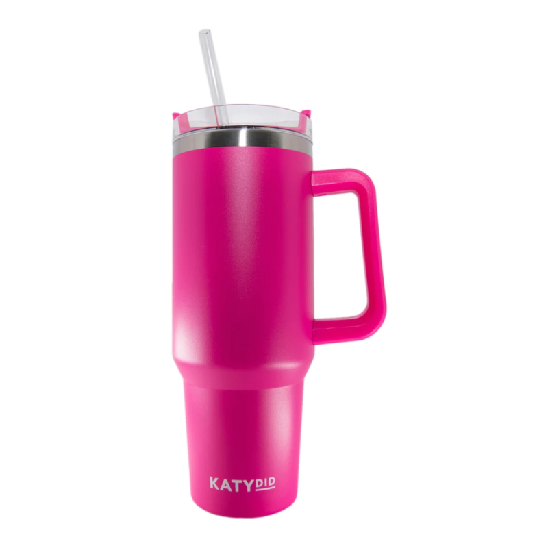 Quencher 40oz Tumbler with straw and lid (Hot Pink)