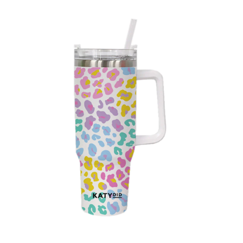 Leopard Print-3 40oz Tumbler with Handle Insulated Stainless Steel