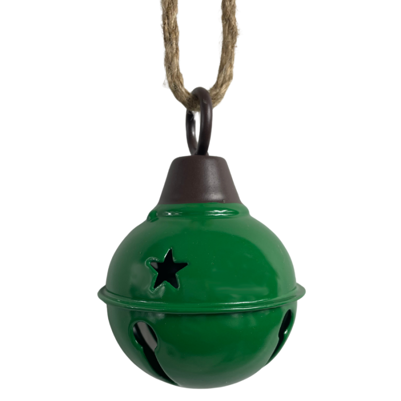 4.5" Green Metal Glossy Jingle Bell Ornament