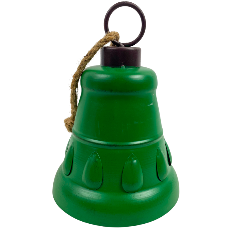 8.5" Green Metal Hanging Bell