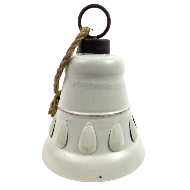 8.5" White Metal Hanging Bell