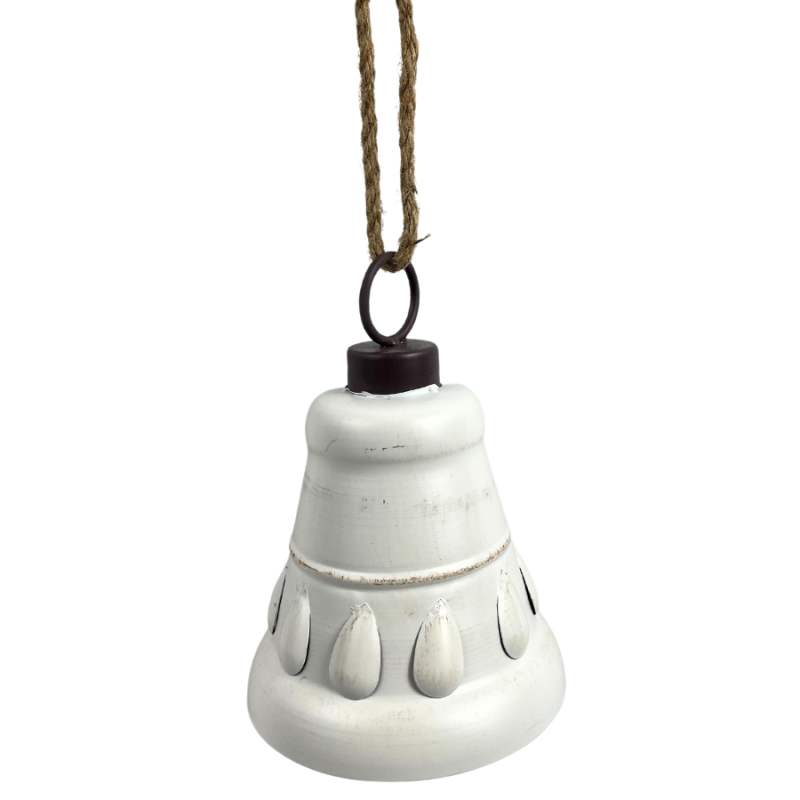 8.5" White Metal Hanging Bell