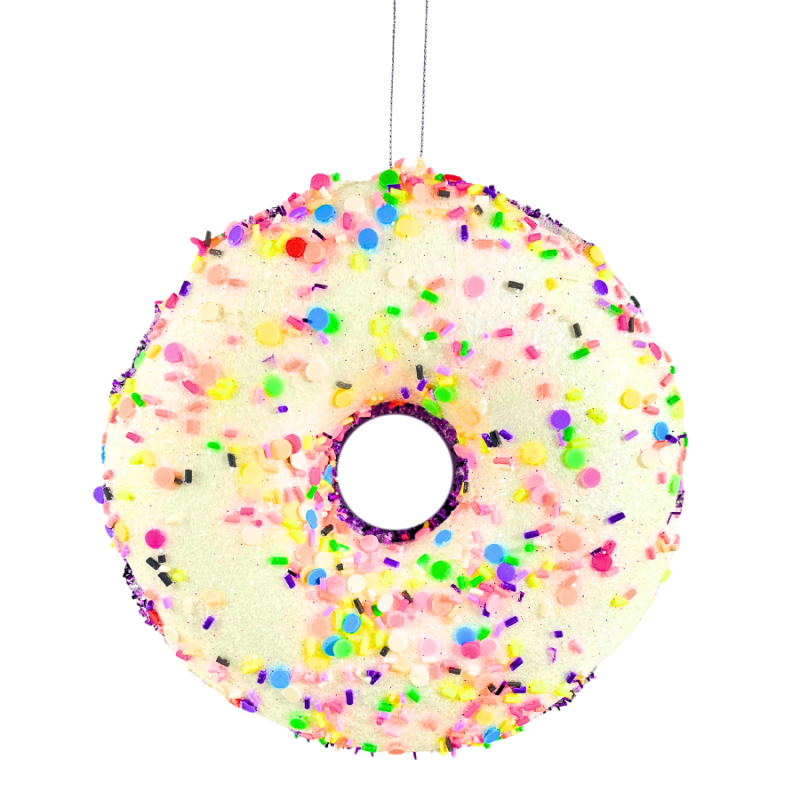 7" Purple Icing Donut w/ Sprinkles Ornament