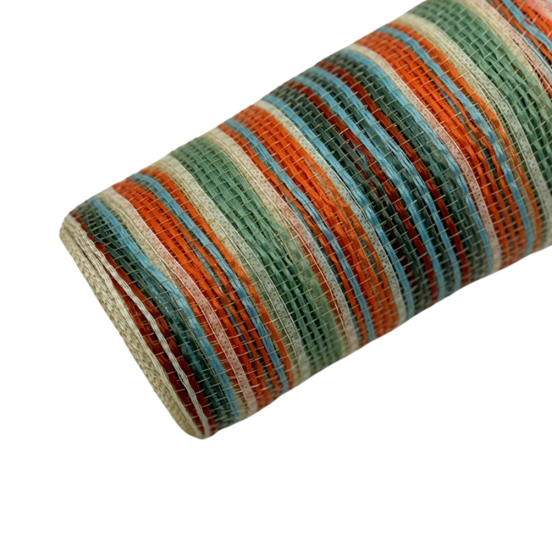 10" x 10yd Stripe Mesh- Fall Multi-Colors