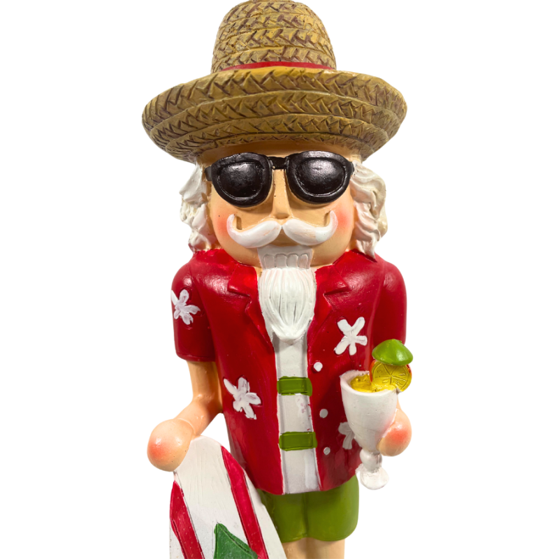 11.5" Resin Nutcracker Santa w/ Surfboard