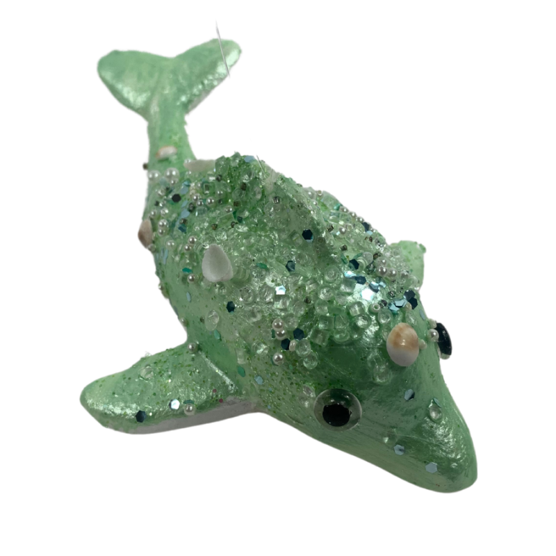 9" Mint Green Dolphin Ornament