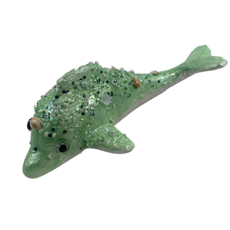 9" Mint Green Dolphin Ornament