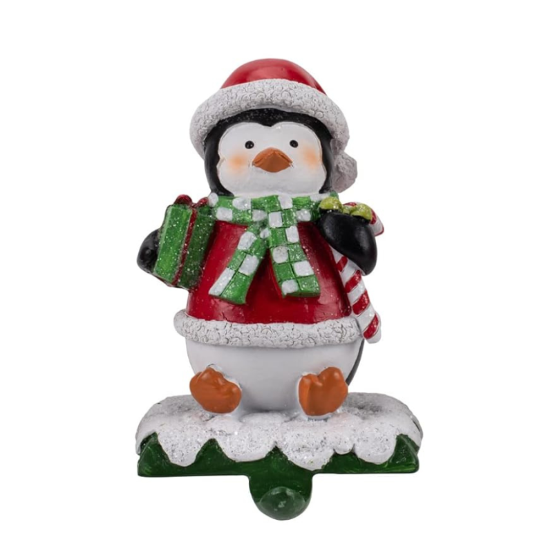 4" Resin Jolly Penguin Stocking Holder