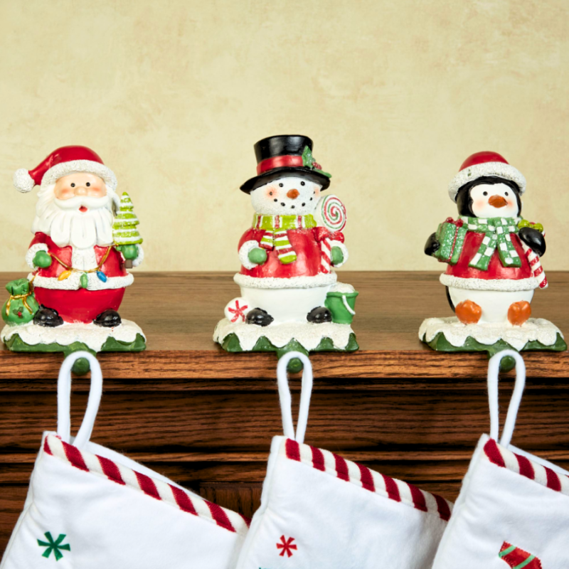 4" Resin Jolly Santa Stocking Holder