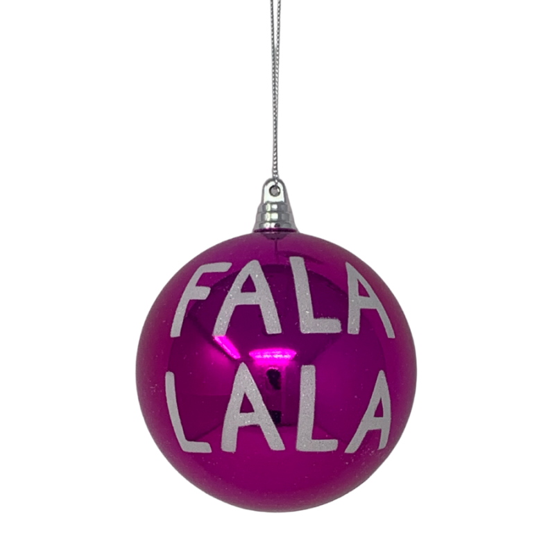 4" Shiny FA-LA-LA Ball Ornament